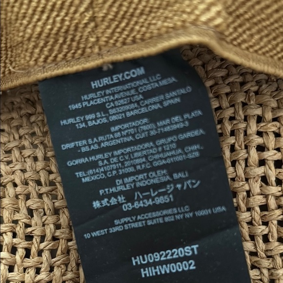 Hurley Tan and Black Straw Hat - Picture 2 of 6